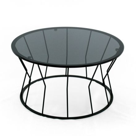 Mesa de centro redonda en acero y vidrio Made in Italy - Alisea Viadurini