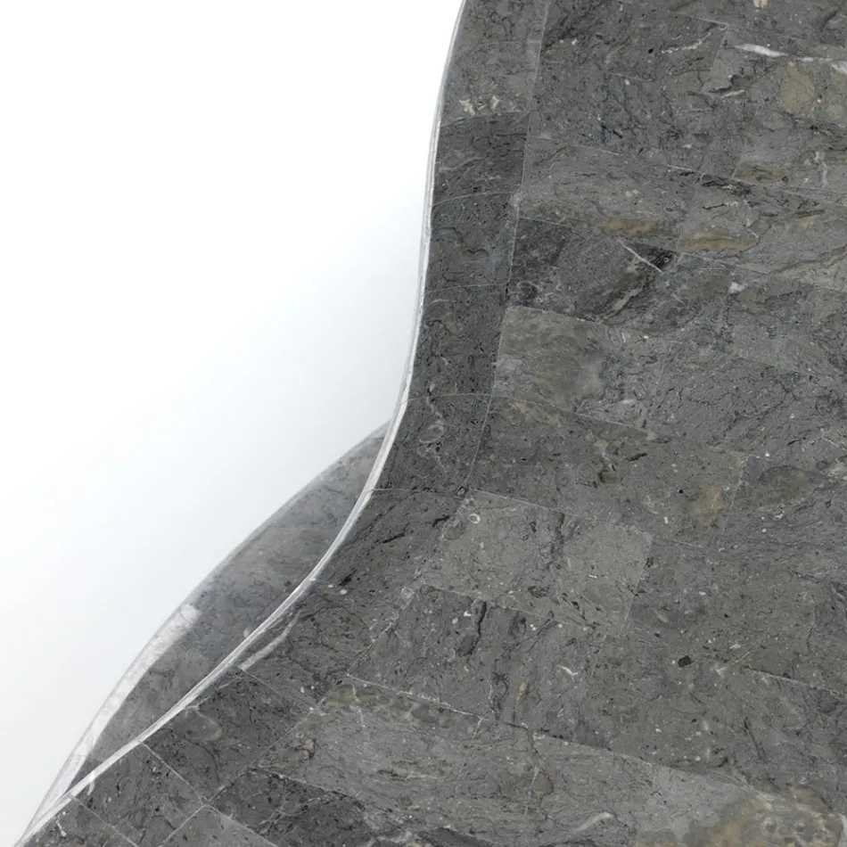 Mesa de Centro de Estilo Moderno en Piedra Fósil Diferentes Acabados - Caucho Viadurini