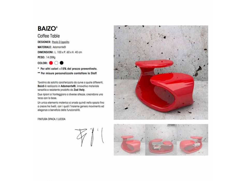 Baizo 'Design Modern Coffee Table Made in Italy