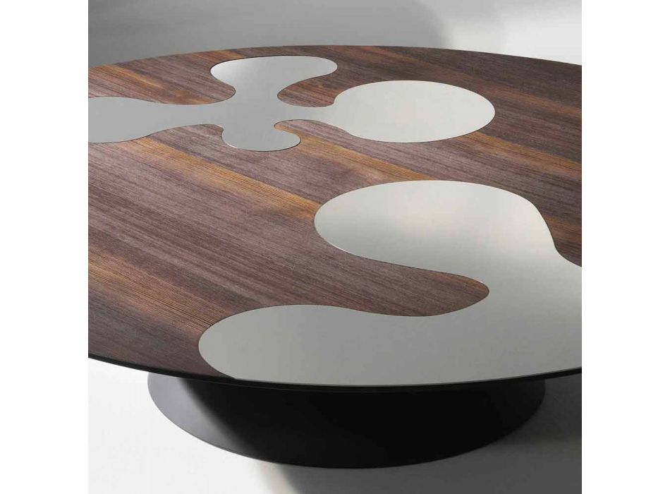 Tabla diseño moderno en madera de alerce con inserciones de acero Giglio Viadurini