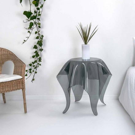 Mesa auxiliar de diseño moderno en plexiglás ahumado Otto, hecho en Italia Viadurini