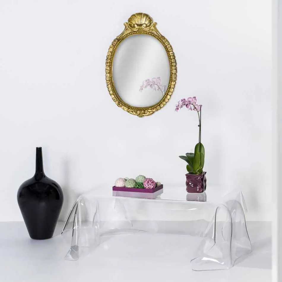 Mesa auxiliar de diseño moderno en plexiglás transparente drapeado Asia Viadurini