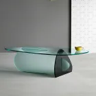 Mesa de centro de diseño en vidrio transparente, ahumado y grabado hecho en Italia - Tac Tac Viadurini