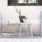 Mesita redonda de exterior en HPL con base de metal Made in Italy - Makino Viadurini