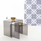 Mesa de centro ahumada de diseño moderno, 50x50cm Terry Big, hecha en Italia Viadurini