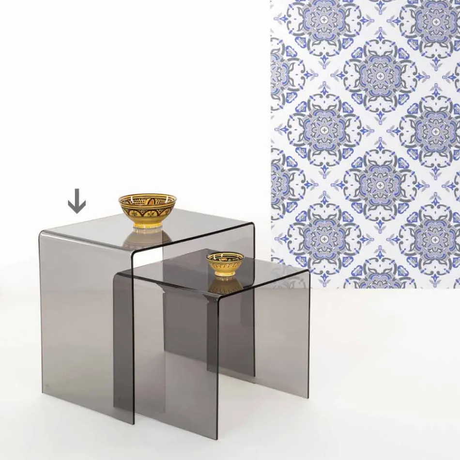 Mesa de centro ahumada de diseño moderno, 50x50cm Terry Big, hecha en Italia Viadurini