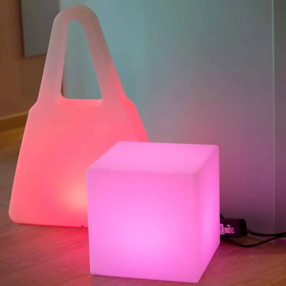 Mesa de centro iluminada de colores de diseño moderno con opción de accesorio - Dadostar Viadurini