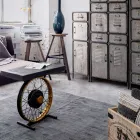 Mesa de centro artesanal e industrial de acero y madera de mango - Corvino Viadurini