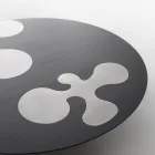 Mesa de centro de alerce lacado en negro con inserciones de acero inoxidable satinado - Vergine Viadurini