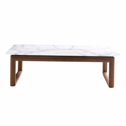 Grilli York design mesa de centro de madera maciza y mármol hecha en Italia Viadurini