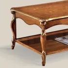 Mesa de centro de lujo con incrustaciones de oro y madera de nogal Made in Italy - Cambrige Viadurini