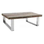 Mesa de centro en madera reciclada y patas de vidrio en acero Homemotion - Gnomea Viadurini