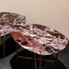 Mesa de centro en mármol rojo Levanto y metal Made in Italy, por diseño - Morbello Viadurini