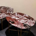 Mesa de diseño en mármol rojo Levanto y metal, Made in Italy - Morbello