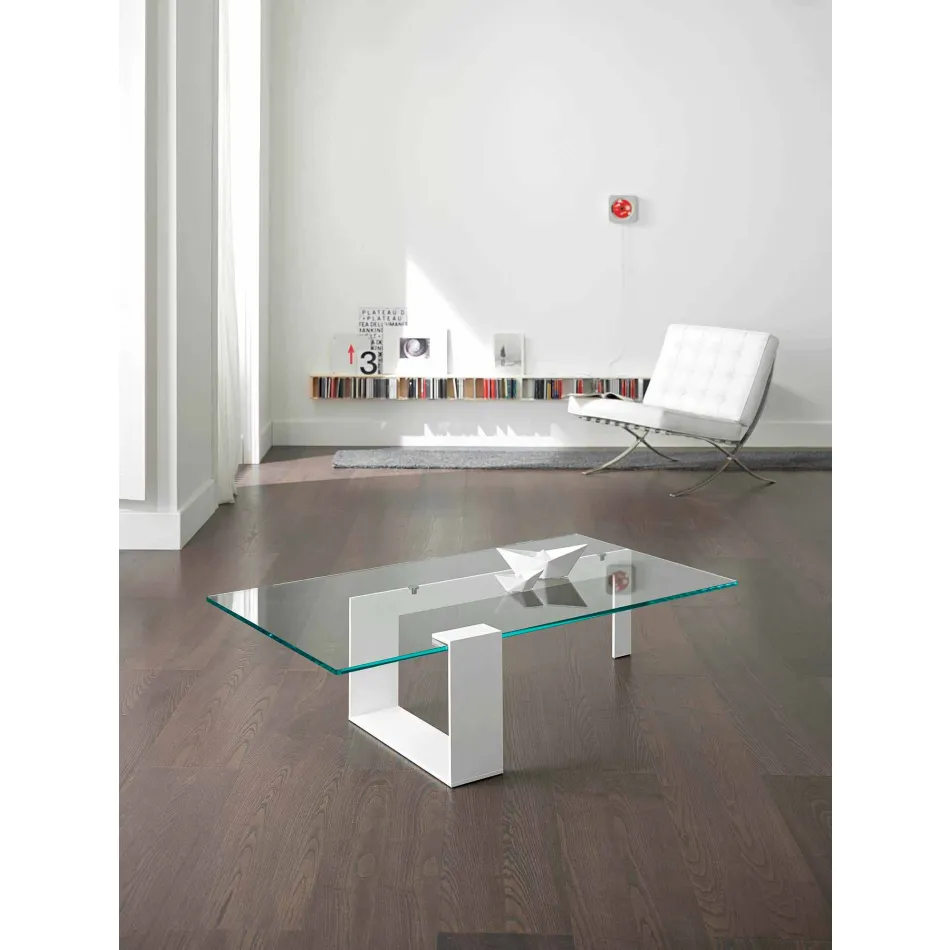 Mesa de centro de vidrio extralight de diseño moderno hecha en Italia - Scoby Viadurini