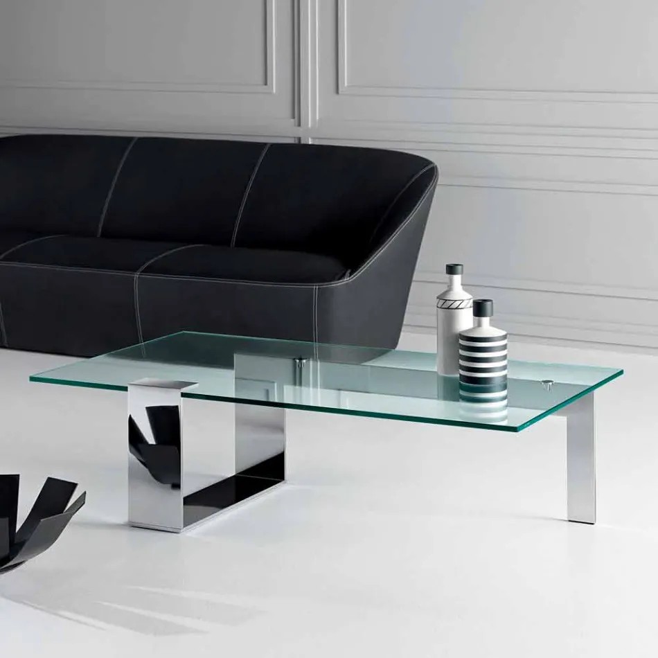 Mesa de centro de vidrio extralight de diseño moderno hecha en Italia - Scoby Viadurini