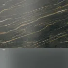 Mesa auxiliar de sofá para sala de estar con tablero de cerámica y vidrio ahumado - Aleatorio Viadurini