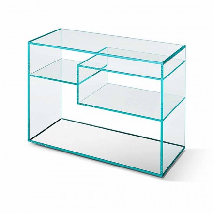 Mesa de centro o mesita de noche para sofá en base de espejo de vidrio extraclaro - Linzy Viadurini