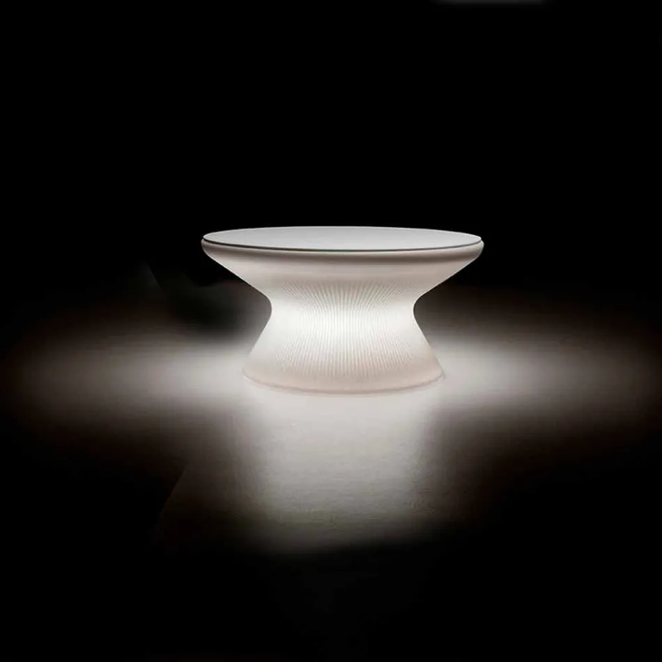 Mesa de centro para exterior brillante en polietileno y HPL blanco Made in Italy - Desmond Viadurini