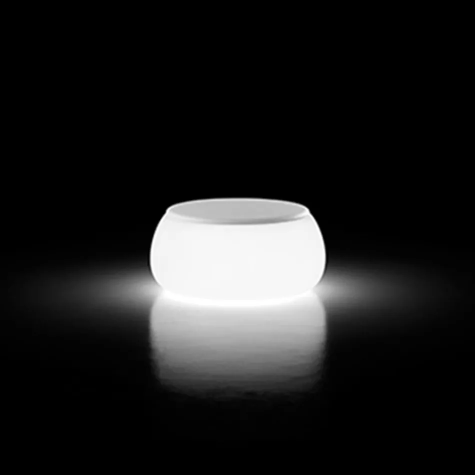 Mesa de centro de jardín redonda brillante en polietileno Made in Italy - Tibaldo Viadurini