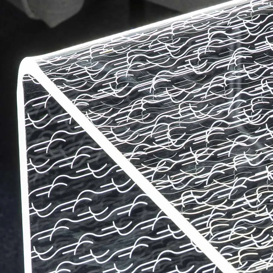 Mesa de centro luminosa led acrílica transparente decoración grabada con láser - Robiola Viadurini