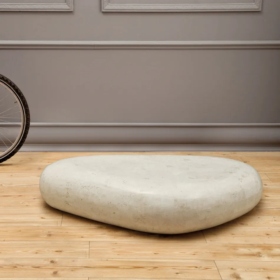 Mesa de centro moderna en piedra fósil moldeada - Beth Viadurini
