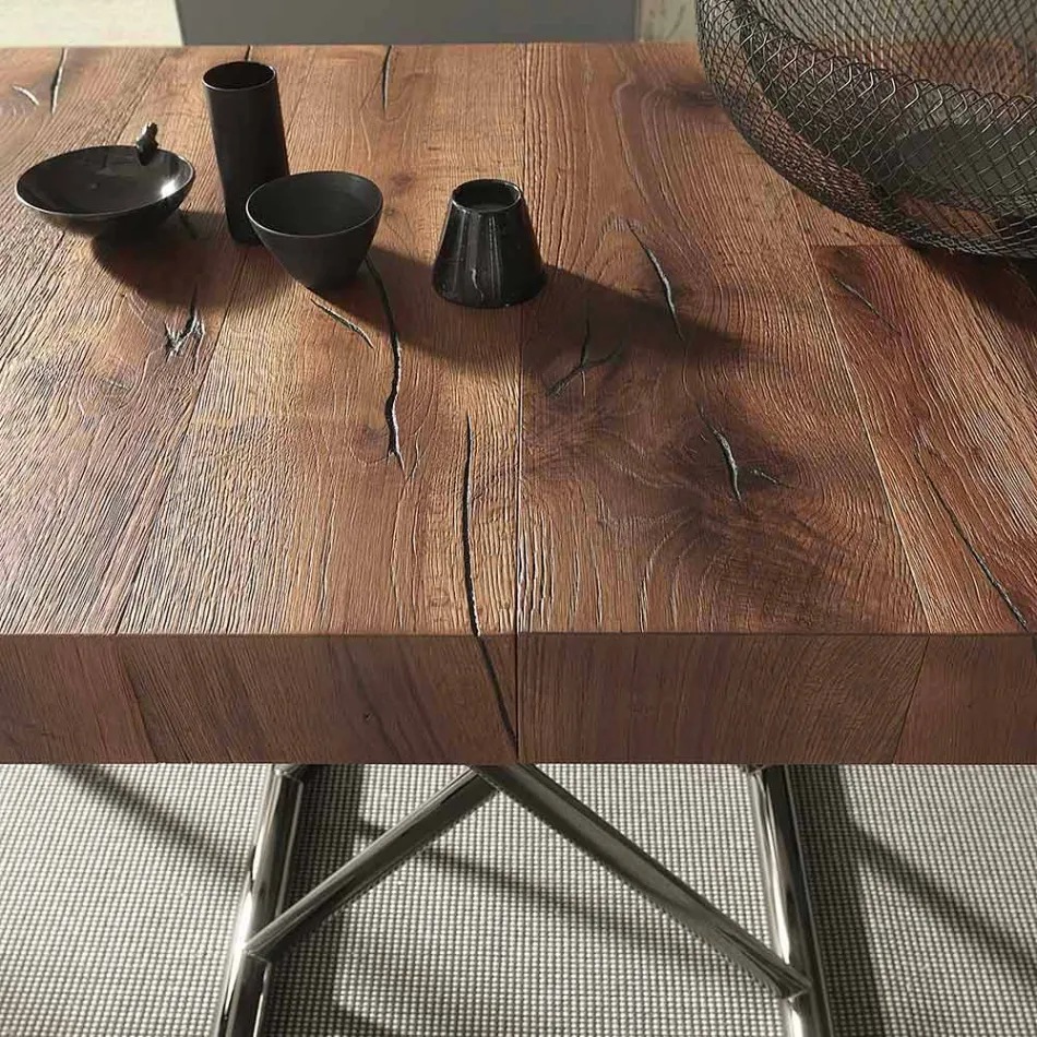Mesa de centro moderna en madera y metal transformable Made in Italy - Spirit Viadurini
