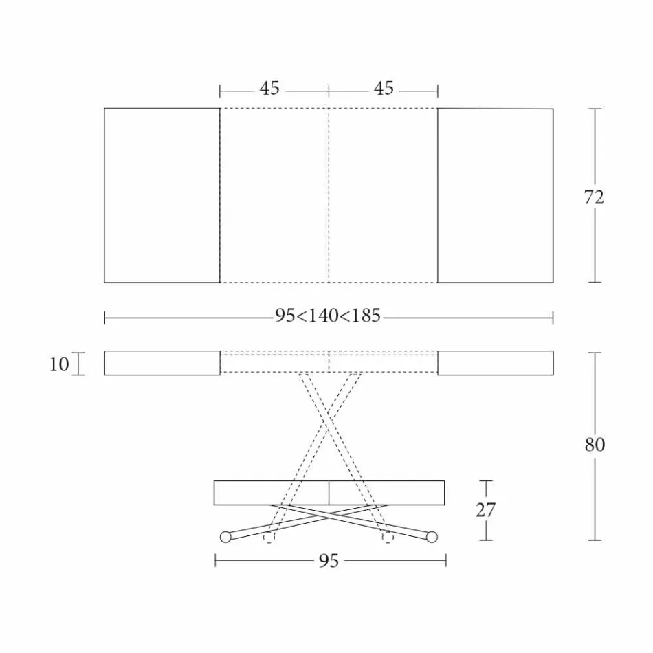 Mesa de centro moderna en madera y metal transformable Made in Italy - Spirit Viadurini