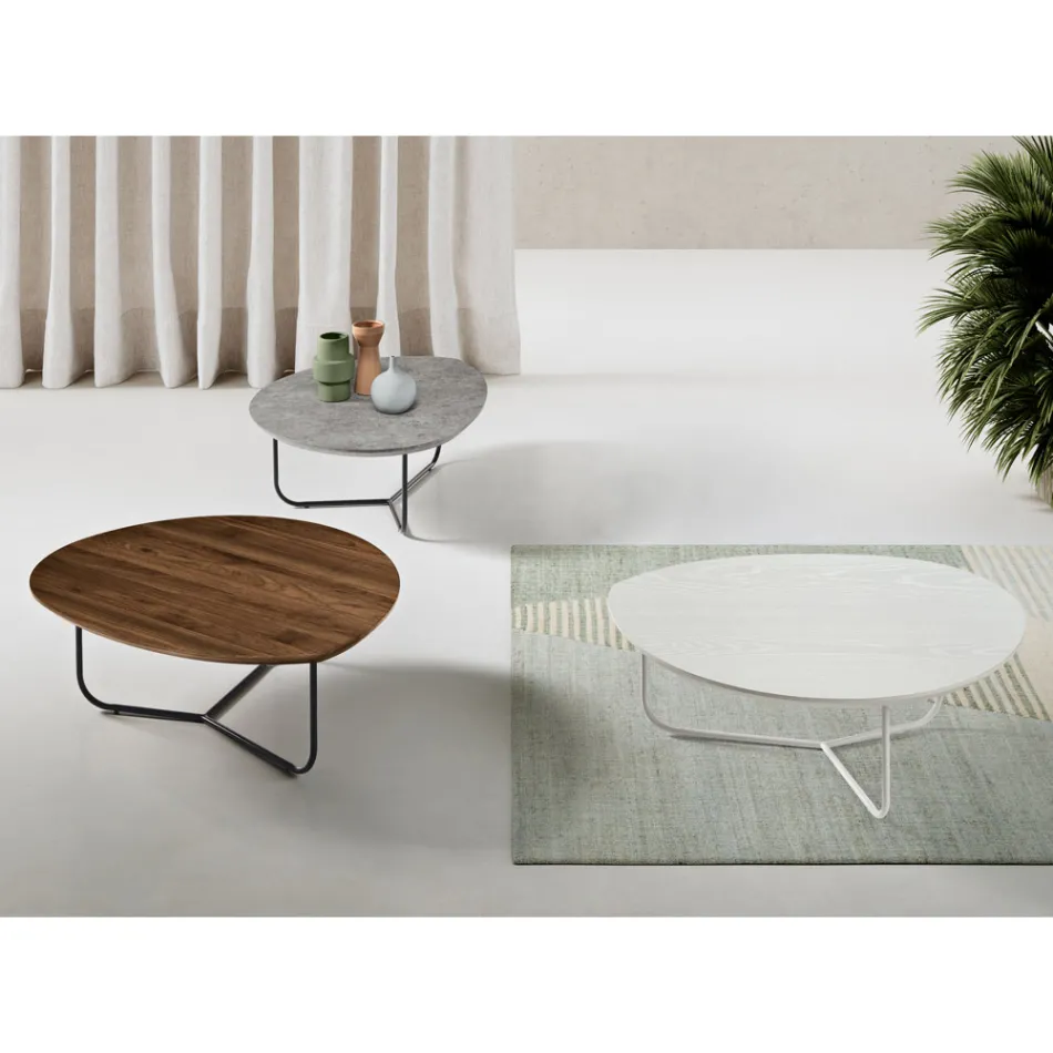 Relia - Mesa de centro moderna de MDF y metal pintado en varios acabados. Viadurini