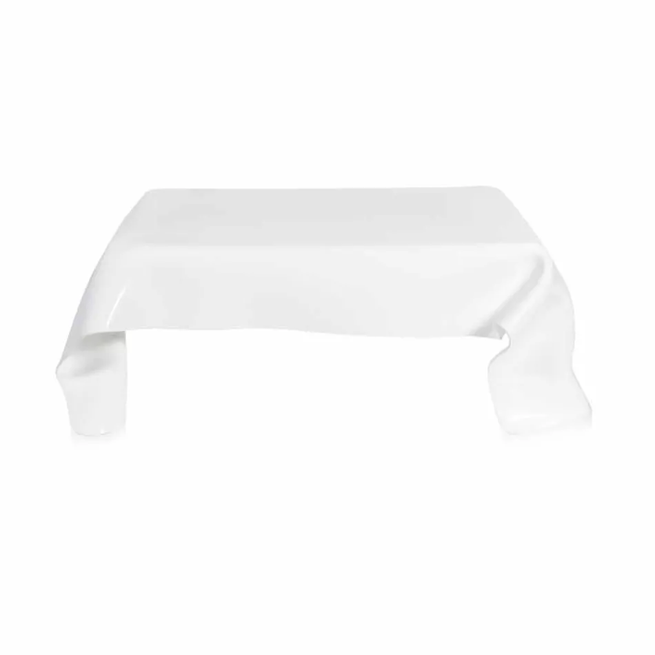 Mesa auxiliar moderna de plexiglás blanco cubierta de Asia, hecha en Italia Viadurini