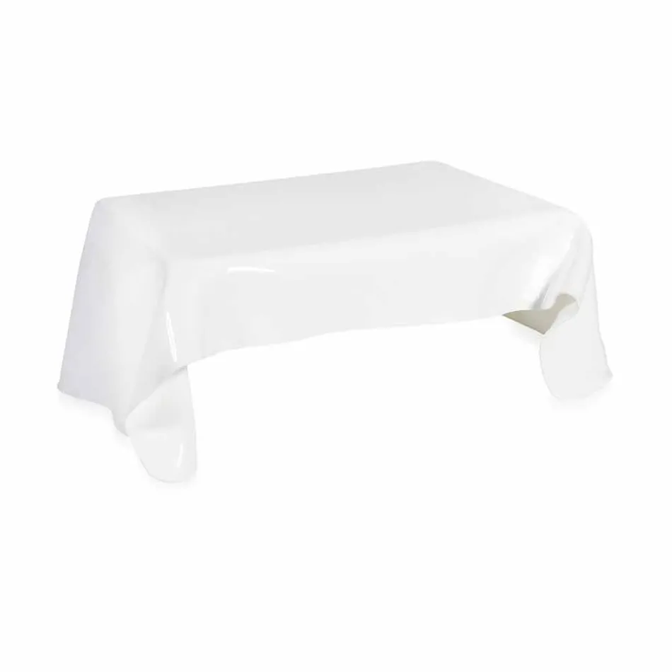 Mesa auxiliar moderna de plexiglás blanco cubierta de Asia, hecha en Italia Viadurini