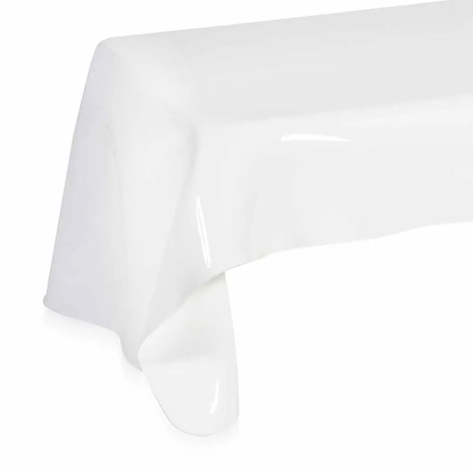 Mesa auxiliar moderna de plexiglás blanco cubierta de Asia, hecha en Italia Viadurini