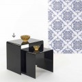 Mesa de centro negra de diseño moderno 50x50cm Terry Big, hecha en Italia
