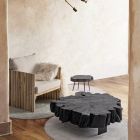 Mesa de centro Homemotion negra de acero y madera de acacia natural - Camala Viadurini