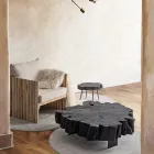 Mesa de centro Homemotion negra de acero y madera de acacia natural - Camala Viadurini