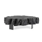 Mesa de centro Homemotion negra de acero y madera de acacia natural - Camala Viadurini