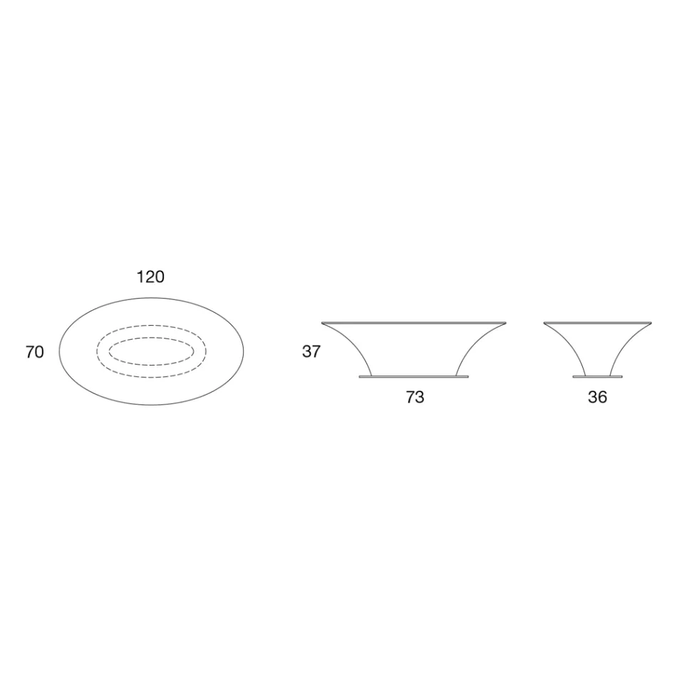 Boat Design Mesa de centro ovalada de metal y vidrio grabado - Embarkation Viadurini