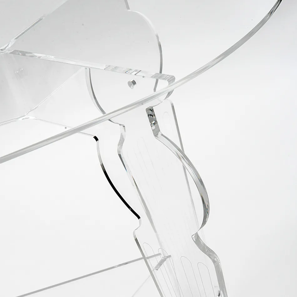 Ilaria - Mesa de centro ovalada de plexiglás transparente, fabricada en Italia. Viadurini