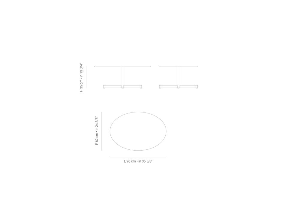 Mesa de centro ovalada para exteriores con base de acero Made in Italy - Armony Viadurini