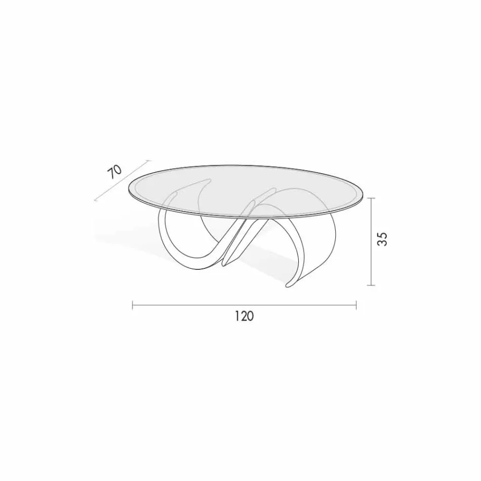 Mesa de centro ovalada de vidrio biselado y mármol sintético Made in Italy - Barbera Viadurini