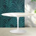 Mesa de centro ovalada Tulip de Saarinen, 41 cm de altura, en cerámica Florim Calacatta Gold brillante - Scarlet