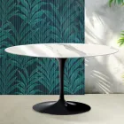 Mesa de centro ovalada Tulip de Saarinen, 41 cm de altura, en cerámica Statuario Florim brillante - Escarlata Viadurini