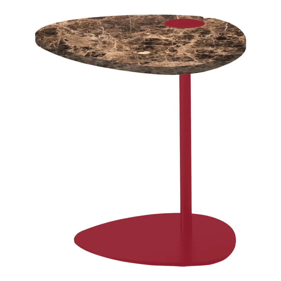 Mesa de centro para salón en metal y mármol Marquinia, diseño de lujo - Yassine Viadurini