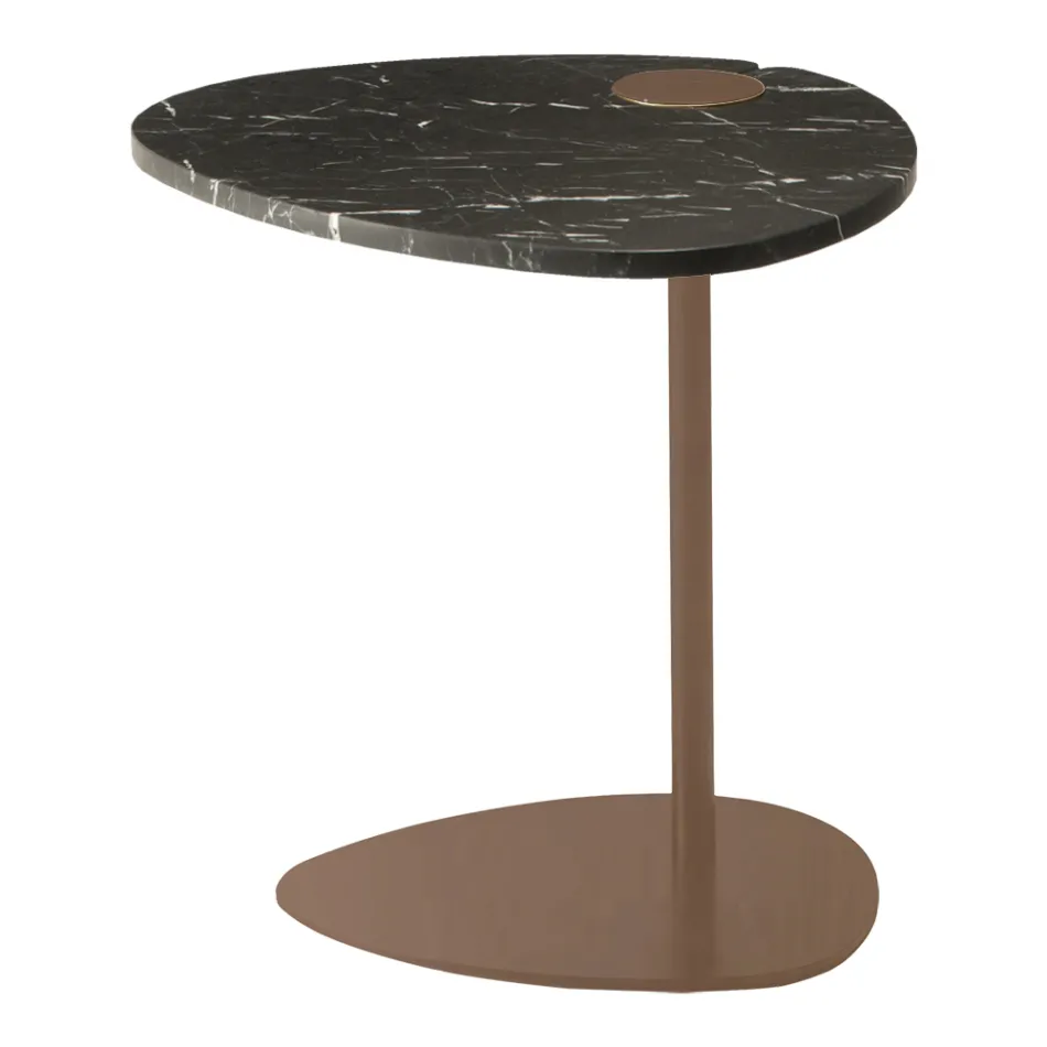 Mesa de centro para salón en metal y mármol Marquinia, diseño de lujo - Yassine Viadurini