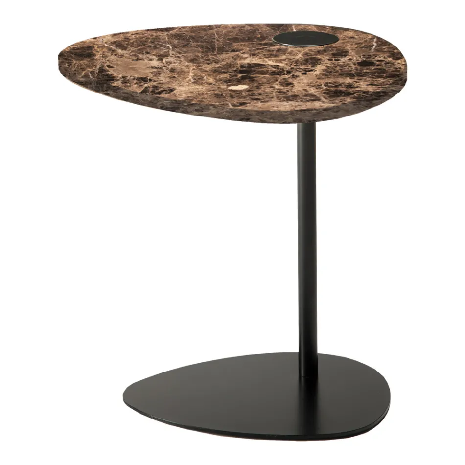 Mesa de centro para salón en metal y mármol Marquinia, diseño de lujo - Yassine Viadurini
