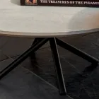 Mesa de centro redonda para salón con base de metal y cerámica Oapca - Shanghai Viadurini