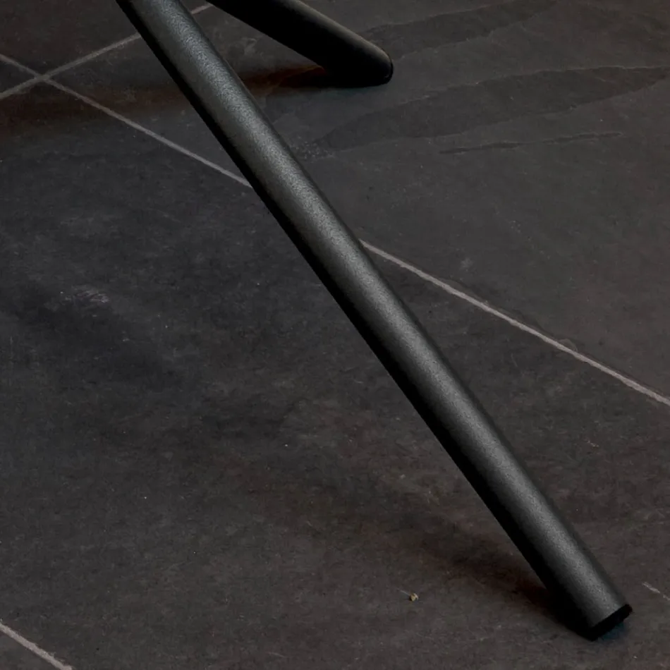 Mesa de centro redonda para salón con base de metal y cerámica Oapca - Shanghai Viadurini