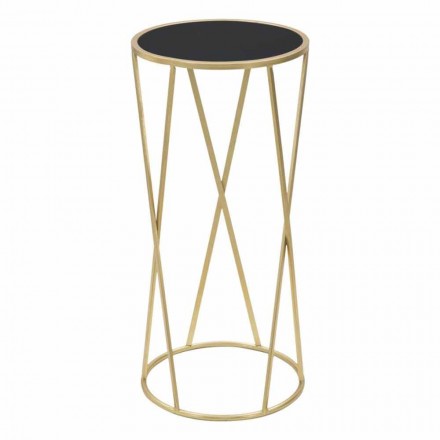 Soporte para teléfono de diseño redondo en hierro y vidrio - Faith Viadurini