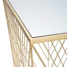 Mesa telefónica en hierro dorado y tapa de cristal espejo - Olivia Viadurini