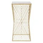 Mesa telefónica en hierro dorado y tapa de cristal espejo - Olivia Viadurini